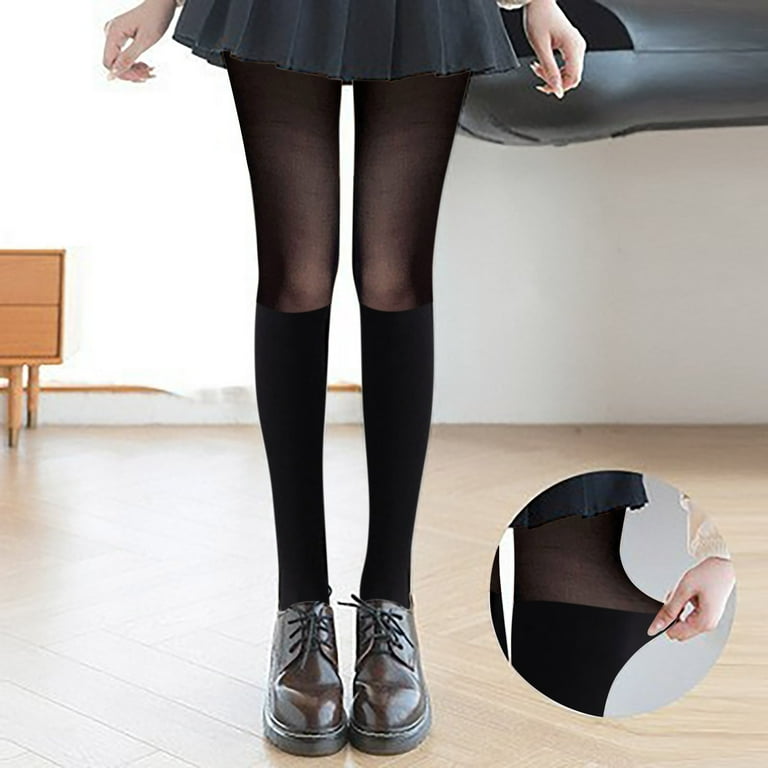 Lowprofile High Waist Tights Stockings for Women Black Splicing Short Mid Thigh Calf Kneehigh Bottoming Pantyhose Warm Pants Women s