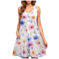 thumbnail image 2 of Ladies Dresses Casual Summer Dress Womens Women's Dresses Casual Sleeveless Dress Women's Casual Plus-Size Sleeveless Round Neck Short Floral Dress, 2 of 5
