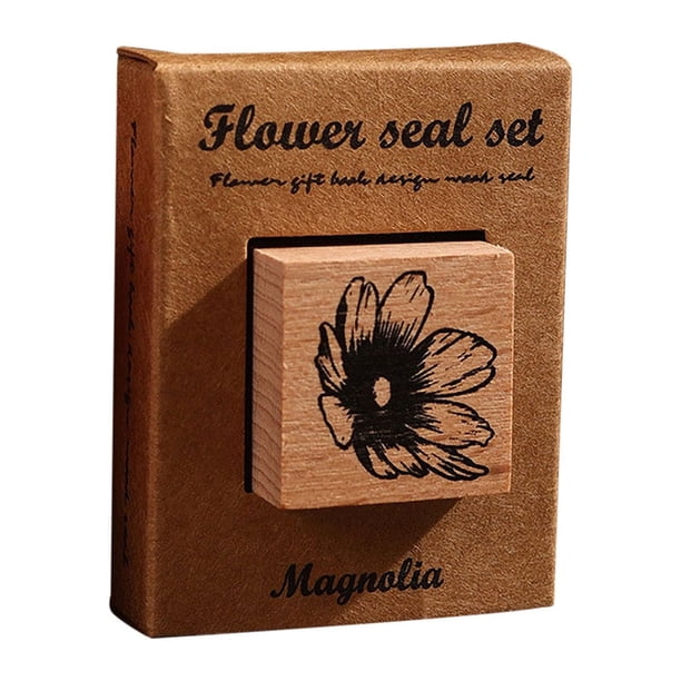 RKSTN a seals Flower Ritual Seals Flowers And Rites Collection Decorative Hand Tent Seals Vintage Wood Children's Seals Plant Flower And Grass Material Printing And Painting