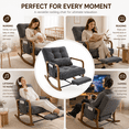 thumbnail image 3 of Homefun Corduroy Rocking Chair Wood Frame with Footrest Adjustable Back Storage Pocket for Nursery Living Room,Dark Gray, 3 of 7