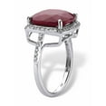 thumbnail image 2 of PalmBeach Jewelry Cushion-Cut Genuine Red Ruby and White Topaz Cocktail Ring 4.25 TCW Gold-Plated or Sterling Silver, 2 of 5