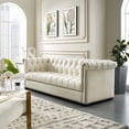 thumbnail image 2 of Modern Contemporary Urban Design Living Room Lounge Club Lobby Sofa, Velvet Fabric, Ivory White, 2 of 7