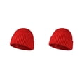 thumbnail image 2 of Minnieouse Gorro para adultos, cómodo, elegante, grueso, cálido, tejido, gorros artesanales, gorro con Color Simple para invierno, rojo Rojo 2piezas, 2 of 6