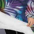 thumbnail image 3 of Oversized Wearable Blanket Hoodie,Colorful Tropical Leaf Pattern Sherpa Blanket Hoodie with Super Pockets,Super Warm Fuzzy Pullover for Women & Men, 3 of 6
