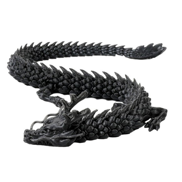 Unique 3D Printed Articulated Dragon Movable Dragon Model 3d Gift For Dragon Enthusiasts Handmade Crafts Chinese Dragon black 30CM