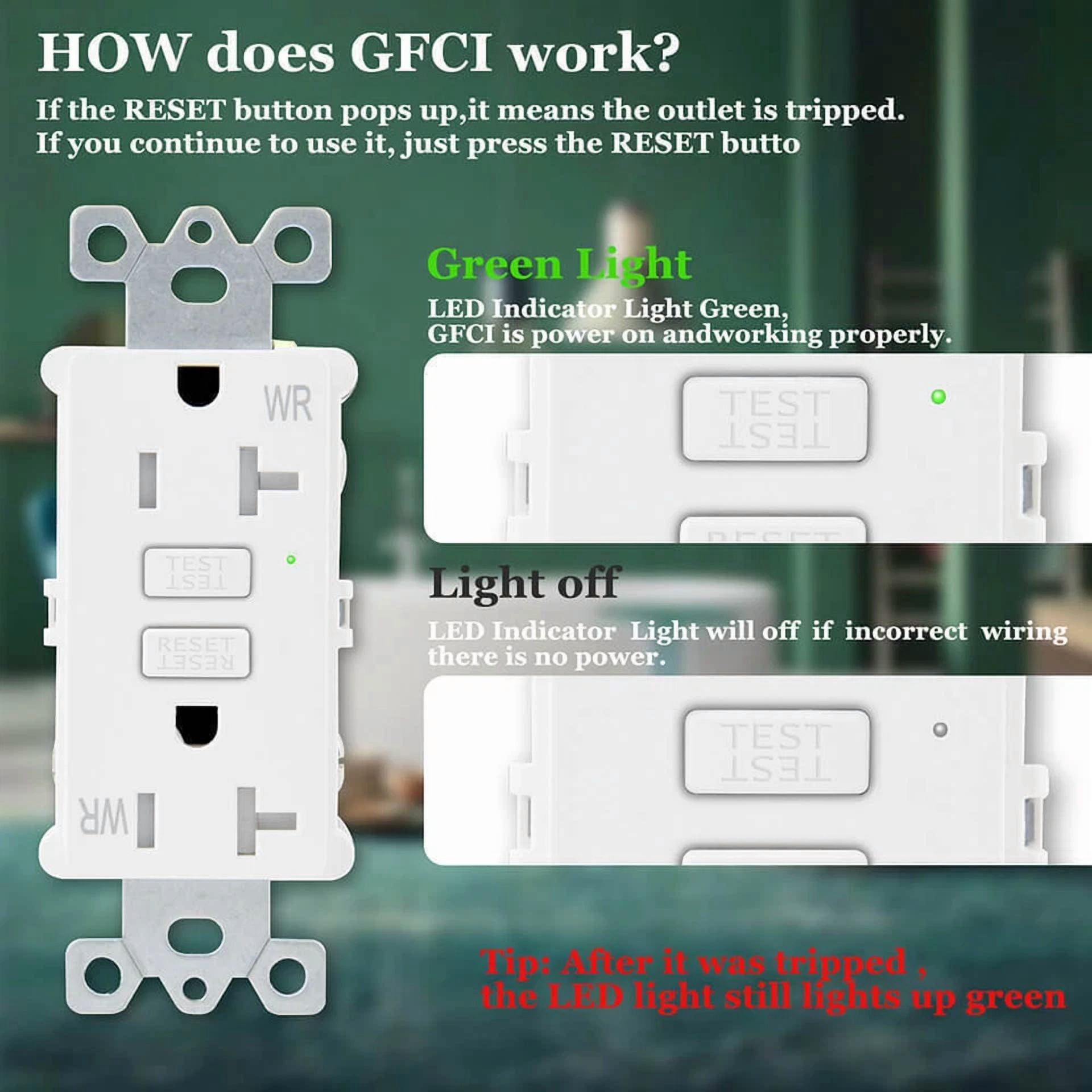 FLINT - Digi 20 Amp 125-Volt Slim Gfci Outlet White Receptacle With Wall Screwless Plate