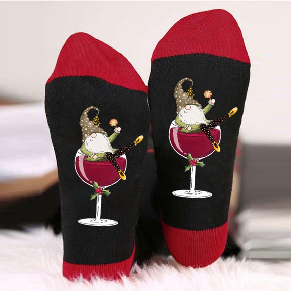 AOOCHASLIY Christmas/Daily Socks Winter Cotton Socks For Men and Women Personalized Red Wine Cup Casual Mid Tube Socks Ins Fashion Colored Breathable Socks