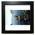 thumbnail image 1 of Fotografia Lago barco de pesca Mesa de pared con marco cuadrado negro, 1 of 4