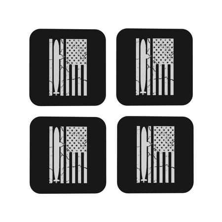 

Leather Coasters Set of 4 - Submarine Vintage Flag Lightweight Non-Slip Drink Coasters for Desk Anti-Scalding Desk Cup Coasters for Office Table Decor Square