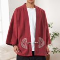 thumbnail image 2 of Hanbok Cardigan Embroidery Plate Buckle Robe Sunscreen Jacket Casual Plus Size Men's Tops, 2 of 4
