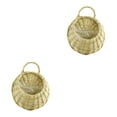 thumbnail image 4 of ziyahi Willow Retro Straw Flower Pot Wicker Rattan Wall Hanging Flowerpot Home Garden Decoration Flower Basket Container Dropping beige 2Set, 4 of 6