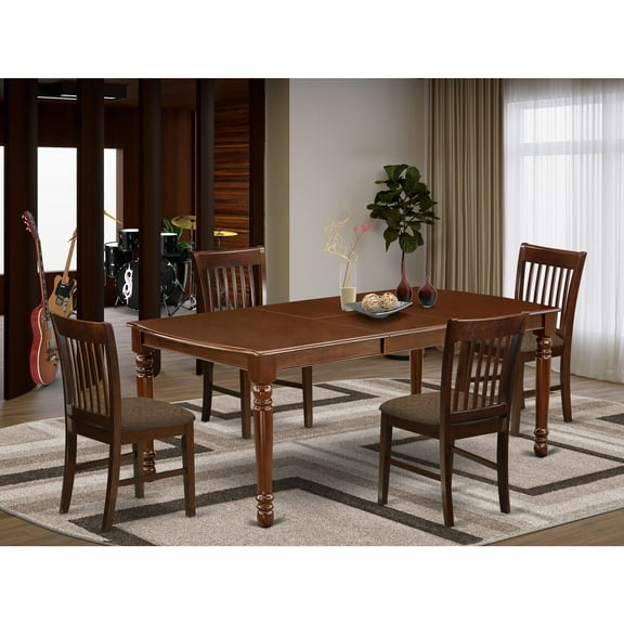 Victorian Dining Room Set 5pc Table & 4 Chairs - 60-78" Rectangular with Butterfly Leaf