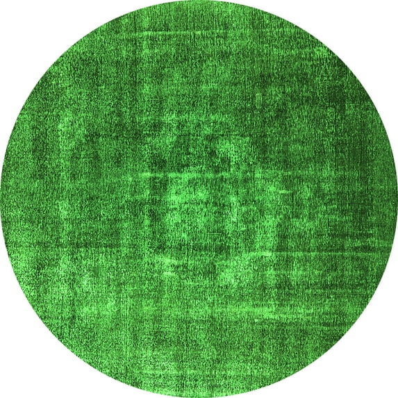 Ahgly Company Indoor Round Oriental Green Industrial Area Rugs, 6' Round