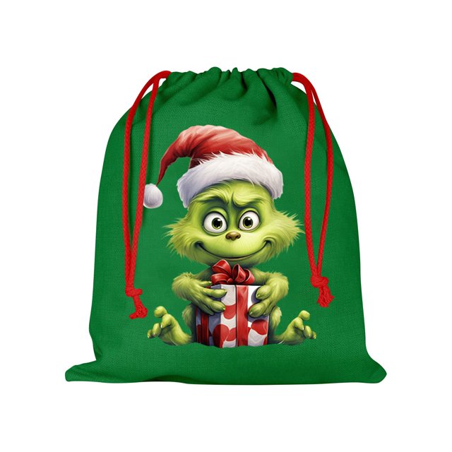 Cartoon Green Printing Drawstring Holiday Gift Bag Gift Gift Candy Bag Children'S Holiday Snack Bag Gift Bag Gift Children's Holiday Snack Bag Gift Bag Gift Home Decorations