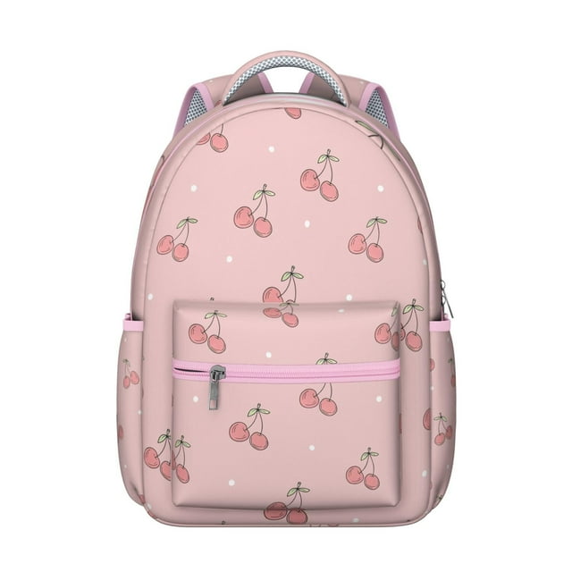 Sac à Dos pour Étudiants avec Cerises, Motif Mignon de Cerises Rouges, Sac d'École avec Imprimé Esthétique Sucré pour les Amateurs de Cerises et Illustration Inspirée des Bonbons