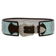 thumbnail image 1 of Women's Wide Contour High Waist Faux Ostrich Print Western Rhinestone Belt, 1 of 3