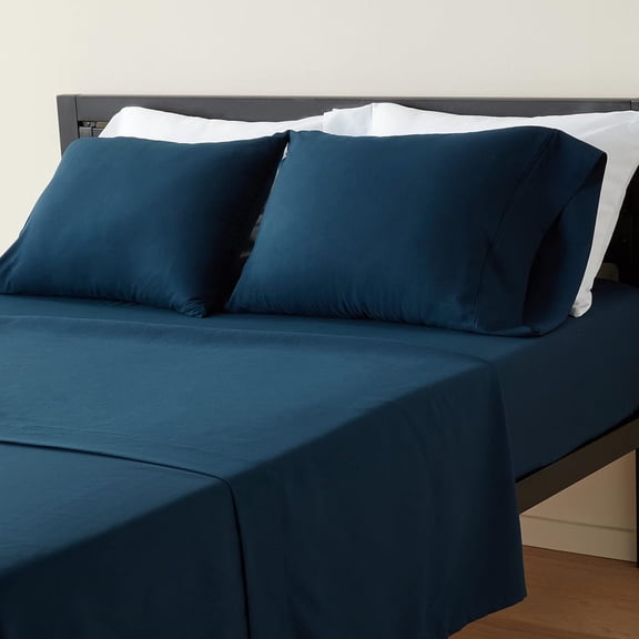 3-Piece Super Soft   Bed Sheet Set, Lightweight  Easy Care Microfiberwith Extra Pillowcase, Twin XL, Navy Blue, Solid