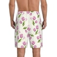 thumbnail image 3 of Kdxio Tulips Flowers Print Mens Sleep Shorts Bottoms Soft Comfy Pajama Wear Pants with Drawstring Pockets, 3 of 7