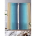 thumbnail image 3 of Blue Teal Yellow Ombre Sheer Curtains 108 Inch Length 2 Panels Set Window Treatments, Farmhouse Modern Gradient Art Rod Pocket Semi Curtains for Living Room/Bedroom/Kitchen Décor, 104"W x 108"L, 3 of 7