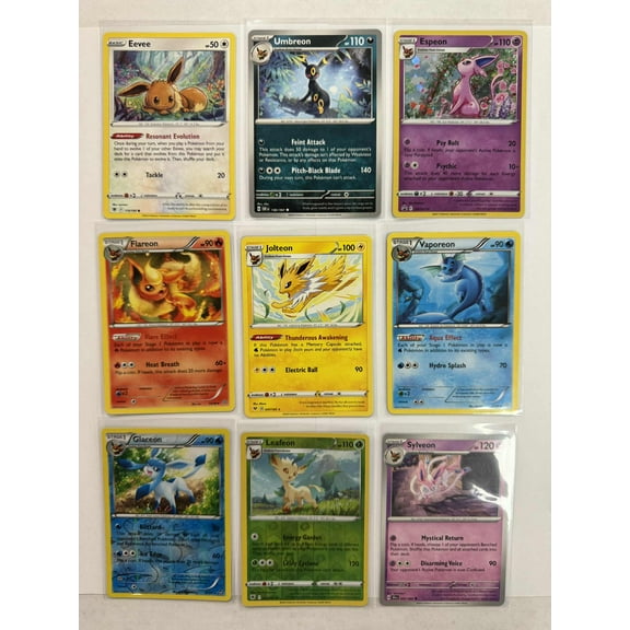 Pokemon Eevee & Eeveelutions 9-Card Set | Includes Eevee All 8 Evolutions