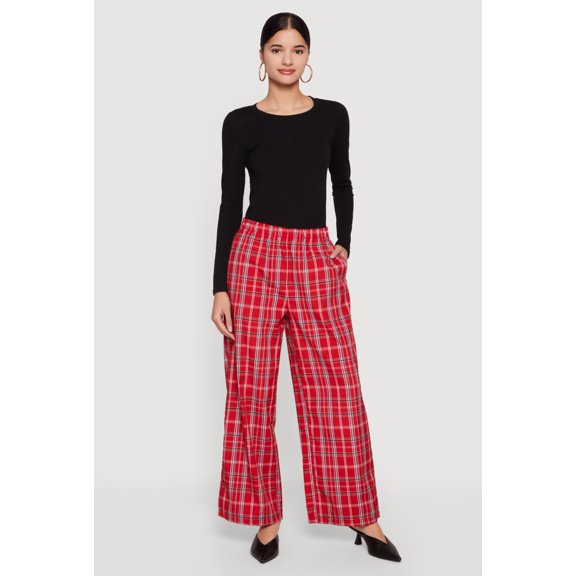 Women's Plaid Wide Leg Pants