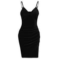 thumbnail image 5 of OSFVNOXV Cocktail Dress for Women Retro Velvet Spaghetti Strap V-Neck Bodycon Wrap Skirt Lounge to Work, 5 of 9