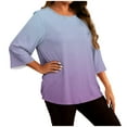 thumbnail image 2 of Xuniizn Womens Plus Size Tops Casual Crewneck Gradient Print 3/4 Sleeve Blouses Soft Cozy Loose Trendy Versatile Summer T Shirts, L-5XL, 2 of 6