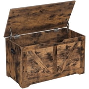 Nordic Hygge Rustic Brown Farmhouse Storage Chest with 2 Safety Hinges