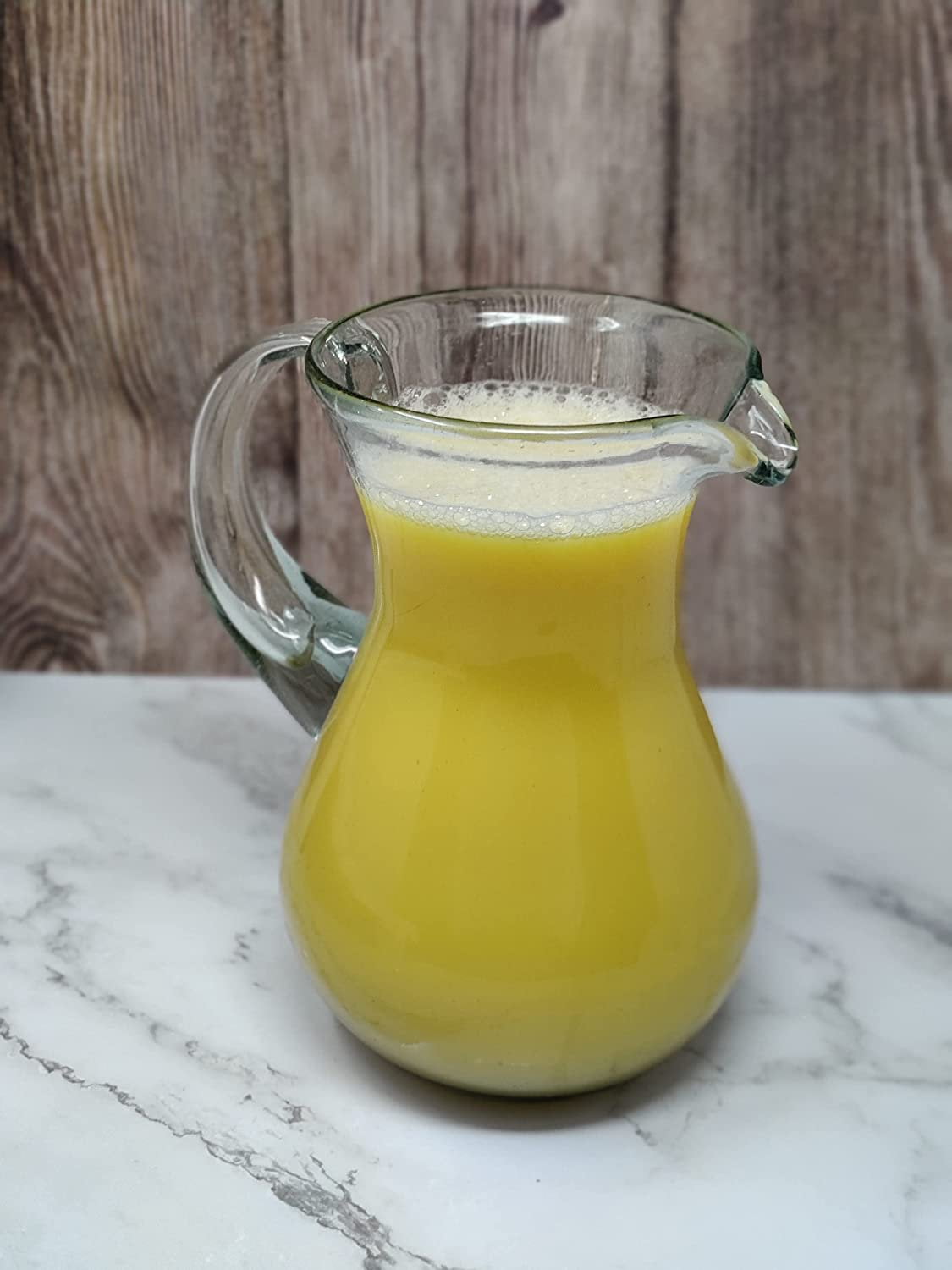 Mexican Hand Blown Glass Pitcher  Natural Clear Design 84 oz