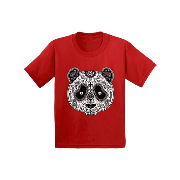 Awkward Styles Panda Skull Tshirt for Kids Christian Panda Shirt Sugar Skull Youth Shirt Dia de los Muertos Gifts for Kids Day of the Dead T Shirt Christian Tshirt Kids Paisley Panda T-Shirt
