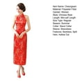 thumbnail image 7 of Women Summer Cheongsam Stand Collar Printing Off Shoulder Backless Split Hem Hollow Out Sleeveless Qipao Slim Fit Retro Chinese Style Banquet Party Cocktail Dress, 7 of 7