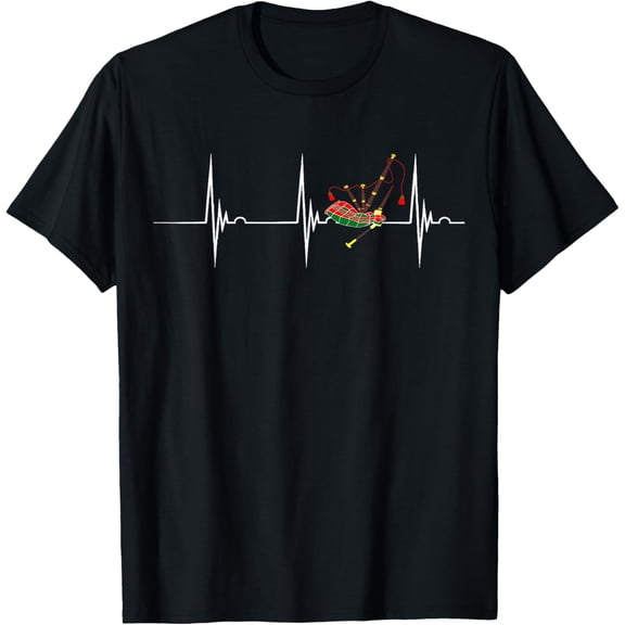 Bagpipe Heartbeat Irish Bagpiping EKG Pulseline T-Shirt T-Shirt