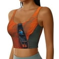 thumbnail image 2 of Fotbe Orange Net Fishing Boat Pattern Womens' Sports Bra Longline Wirefree Padded with Medium Support Sports Moisture-Wicking Workou Vest,Tank Top-Large, 2 of 7