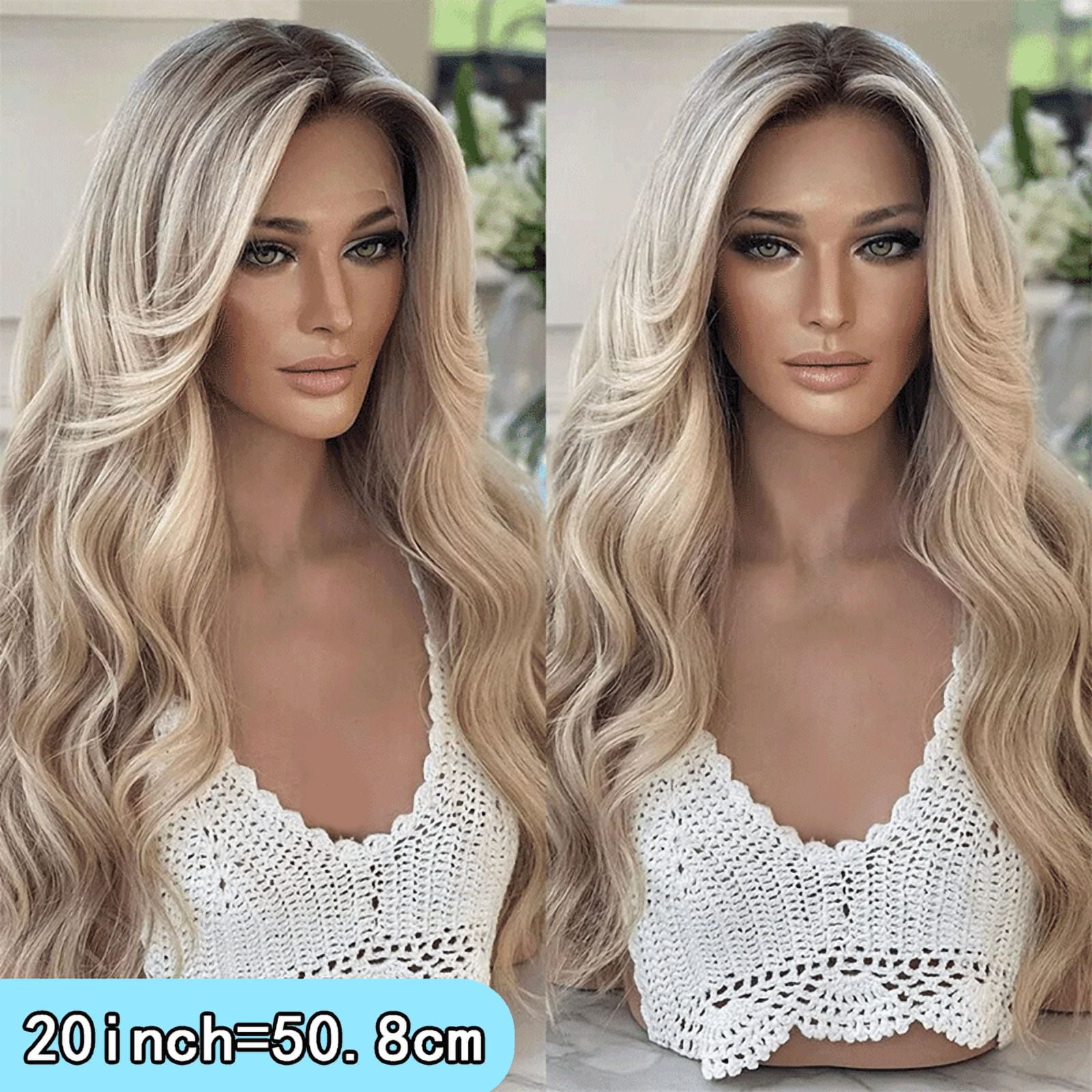 180% Density Smoky Ash Blonde Highlight Colored Human Hair 13x4 Lace Front Wig With Premium Soft Roots Glueless Body Wave Brazilian Virgin Human Hair Preplucked Baby Hair Easy To Wear For Women