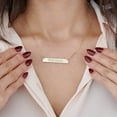 thumbnail image 2 of MyNameNecklace - Personalized Bar Name Necklace for Woman - Custom Engraved Hanging Horizontal Bar Nameplate - Made of 18k Gold Plated Silver Custom Any Name with 16'' + 2" Chain, 2 of 3