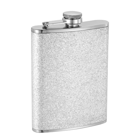 Uxcell 8oz 230ml Stainless Steel Hip Flask for Camping Hiking Outdoor Activity Bling Silver