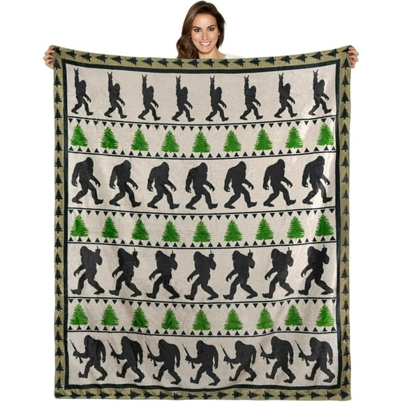 Bigfoot Blanket Sasquatch Throw Blanket for Adults Kids Funny Big Foot Stuff Sasquach Blankets Gifts for Men and Women 60 * 50 in