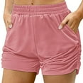 thumbnail image 2 of biudgviw Workout Shorts for Women Elastic High Waisted Athletic Yoga Shorts Pleated Solid Color Plus Size Running Shorts with Pockets, 2 of 7