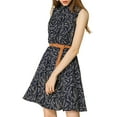 thumbnail image 2 of INSPIRE CHIC Women's Printed Half Placket Sleeveless Belted Dress, 2 of 6