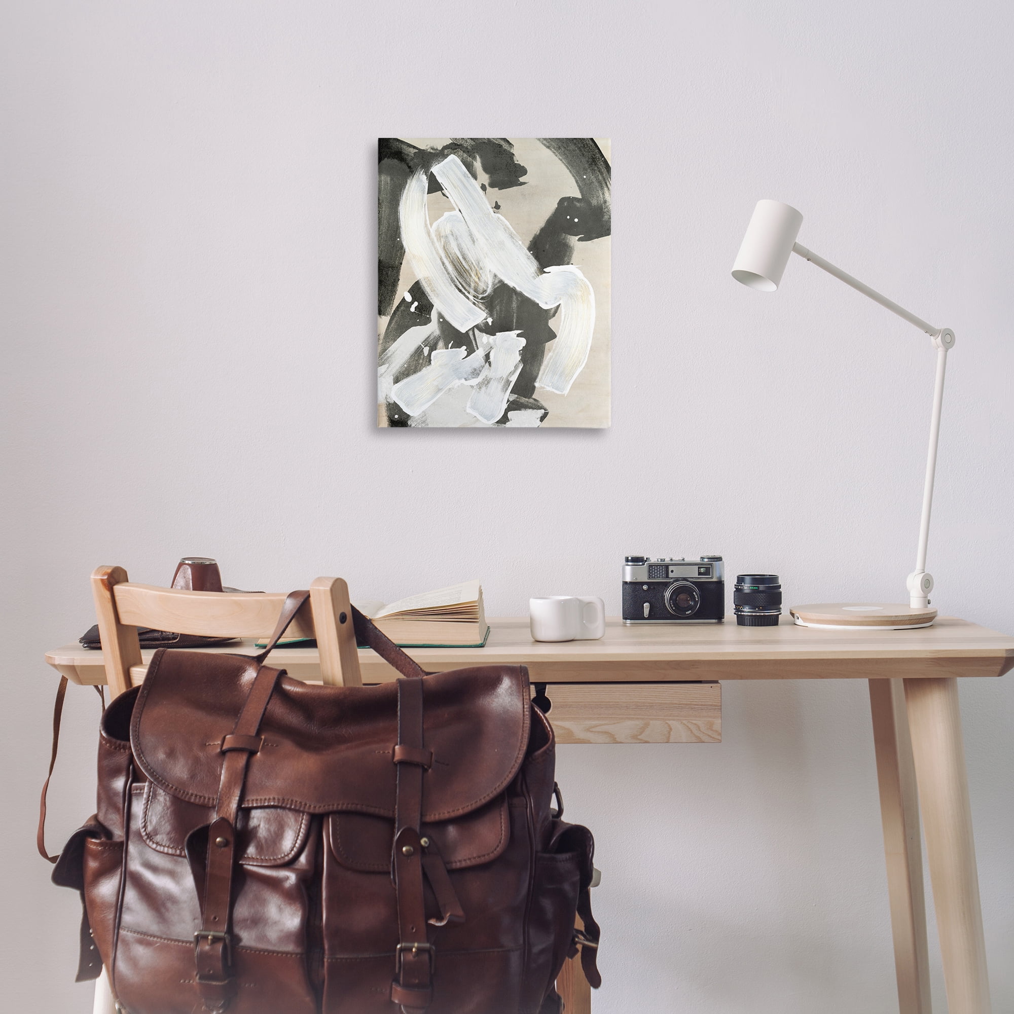 Stupell Industries Chaotic White Paint Streak Abstract Painting Wrapped Canvas Art Print Wall Art, 24 x 30
