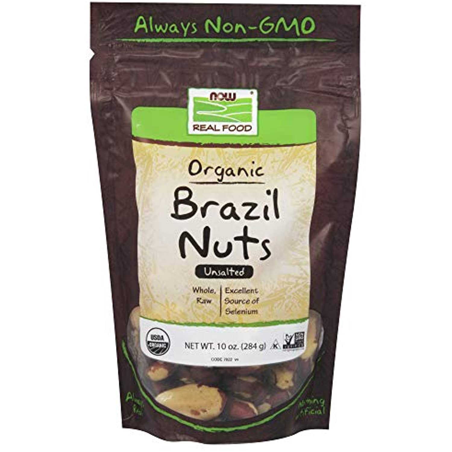 Now Natural Foods, Certified Organic Brazil Nuts, Whole, Raw And Unsalted, Source Of Selenim And