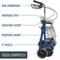 thumbnail image 2 of DMI Steel Rollator Walker with Padded Seat, Adjustable Handle Height, Removable Storage Basket, FSA and HSA Eligible, Handbrakes, Blue, 2 of 7
