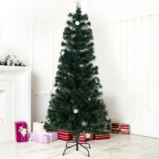 6 ft Fiber Optic Artificial Christmas Tree w/ Multicolor Lights & Stand