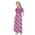 thumbnail image 2 of Gamivast Girls Maxi Floral Skirt 2025 Summer Boho Casual Flowy Holiday Pleated Elastic Waist A Line Beach Skirts Purple 9 Years Vestidos De Verano Para Niña, 2 of 8