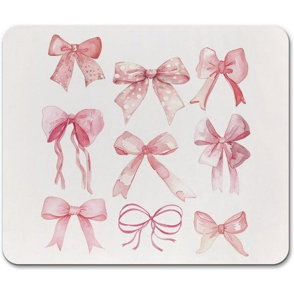 Trendy Pink Bow Coquette Mouse Pad, Office Supplies Mouse Pad, Pink Desk Accessories, Girly Mouse Pads for Desk Gaming Working, Gamer Girl Accessories, Gifts for Girls Women
