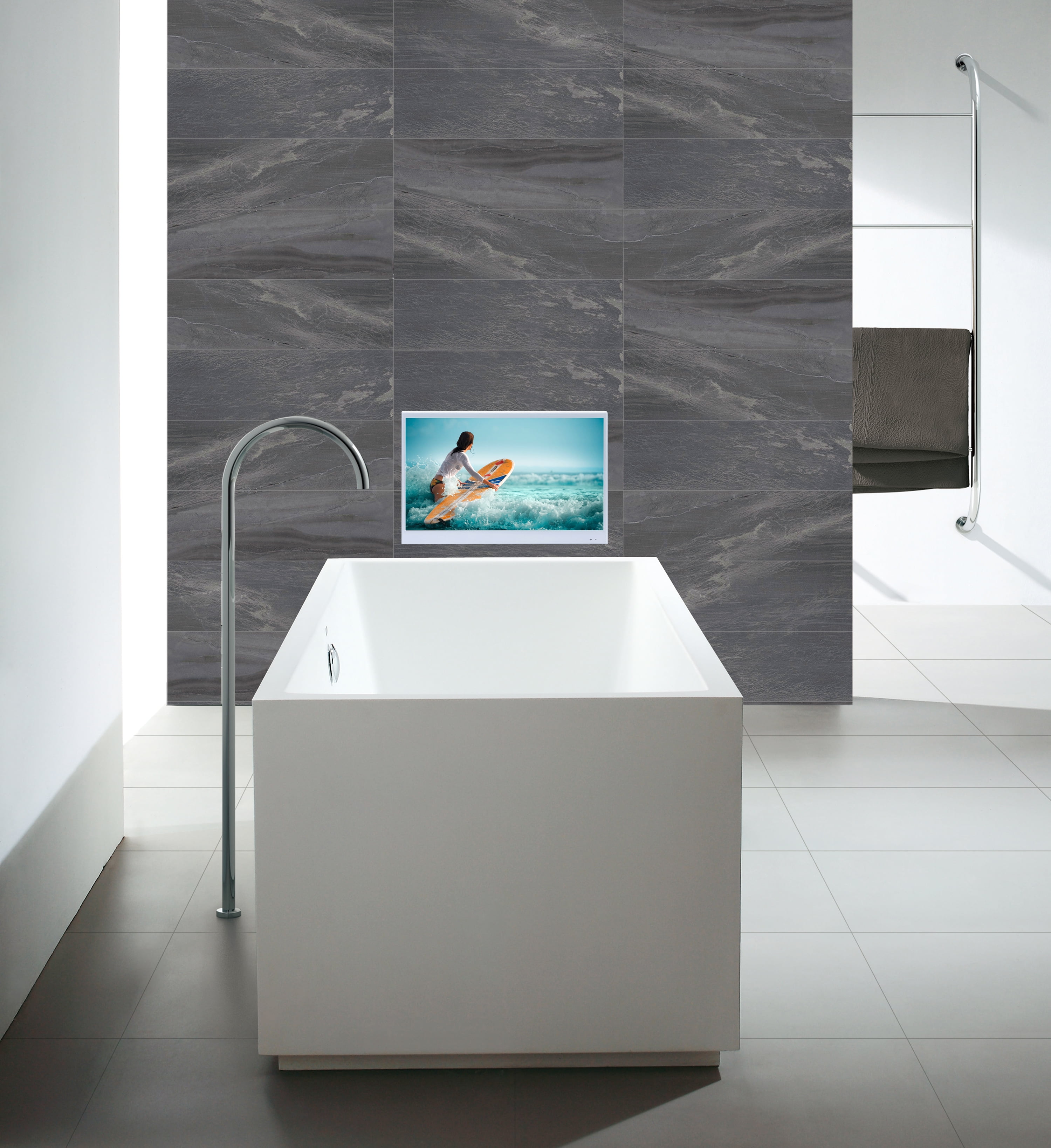 Elecsung 22 inches White Color LED Smart TV Waterproof Bathroom Television IP66 Shower TV ATSC Tuner WiFi