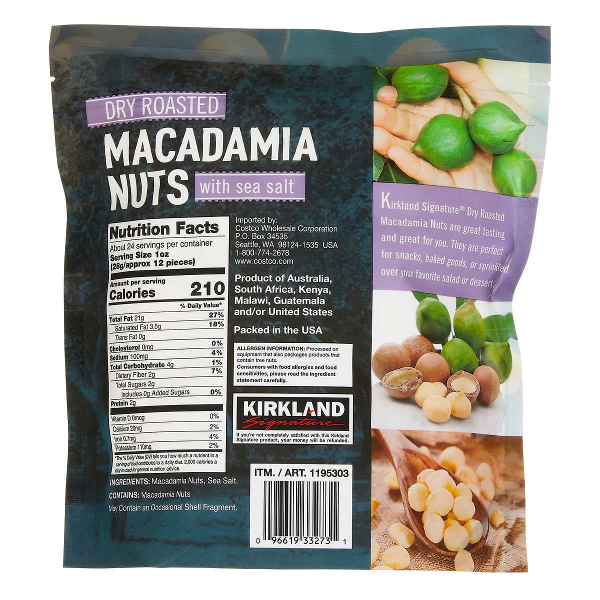 2 Pack | Kirkland Signature Dry Roasted Macadamia Nuts, 24 oz.