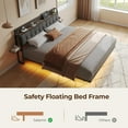 thumbnail image 3 of Twin Floating Bed Frame with LED & Charging Station, Ergonomic Upholstered Headboard with Folding Shelves Storage, Metal Slats Support, No Box Spring Needed, Easy Assembly, Noise-Free, Black, 3 of 18