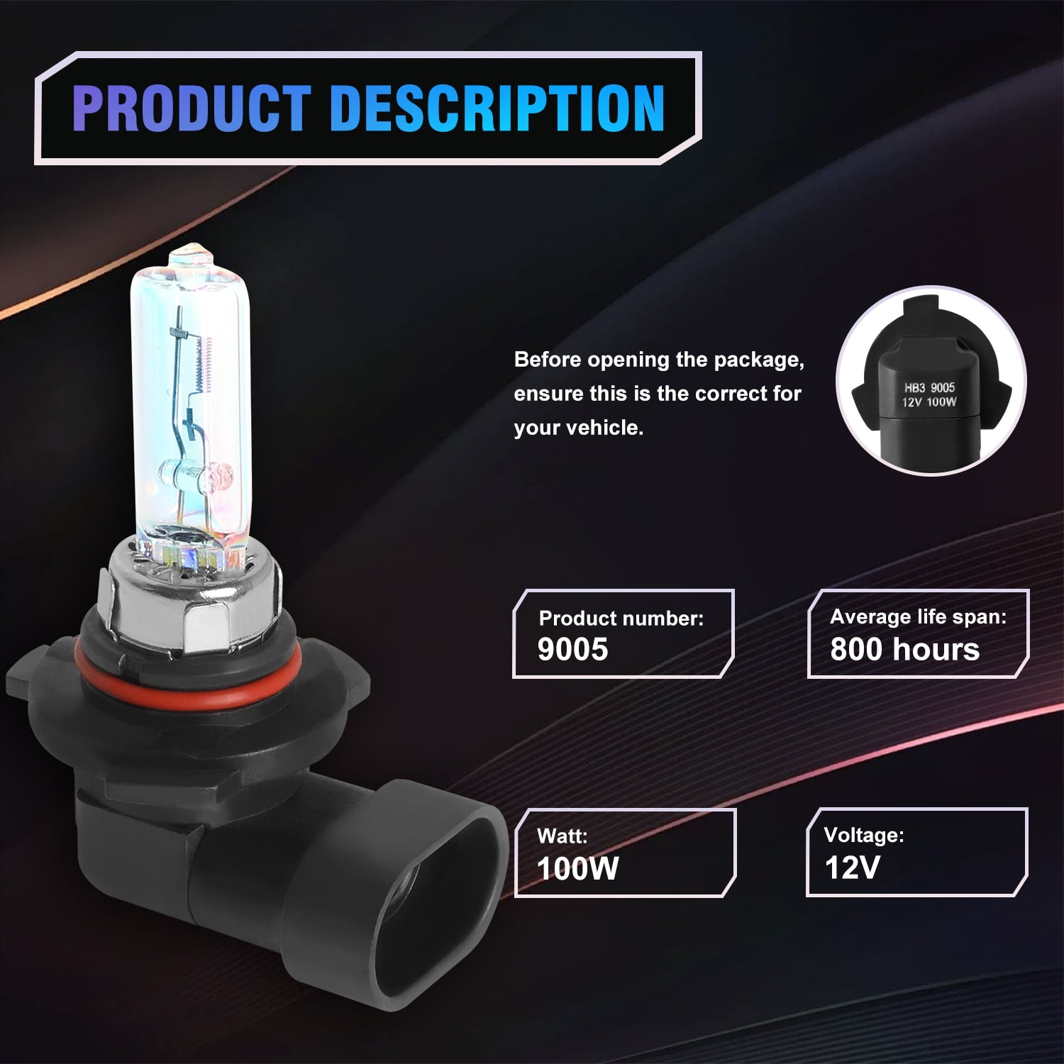 9005 H11 Halogen Headlight Bulbs Combo, High Low Beam Replacement, 4000LM 4200K Warm White, Pack of 4