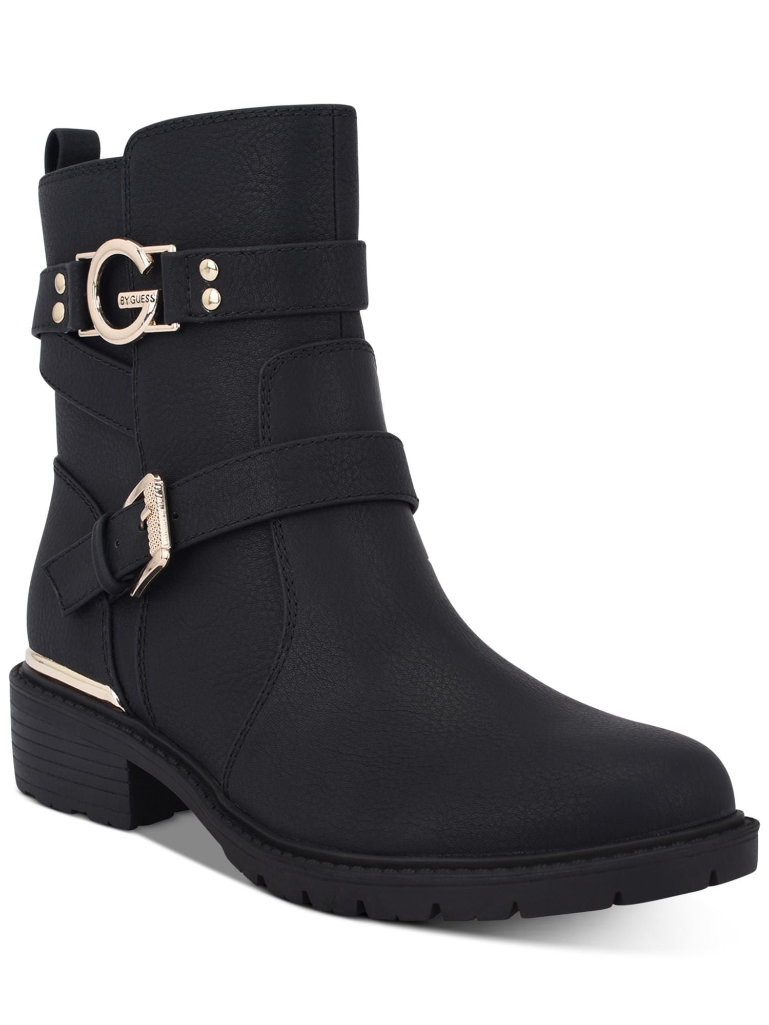 GBG GUESS Womens Black Gold Logo Accent Heel Pull Tab Cushioned Buckle